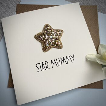 Star Mum/Nanny Glitter Star Birthday Card, 4 of 4