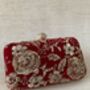 Red Handcrafted Velvet Clutch Bag, thumbnail 5 of 10