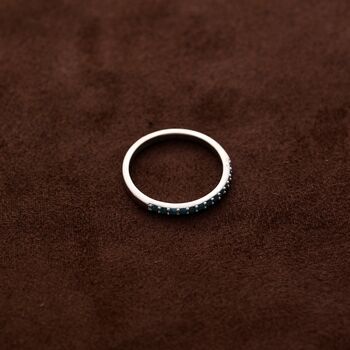 Silver 2mm Turquoise Stone Band Ring, Engraved Rings, Minimalist Rings, Dainty Rings For Men And Women, 9 of 10