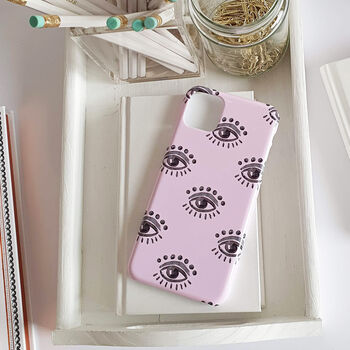 Dusty Pink And Black Evil Eye Phone Case, 3 of 4