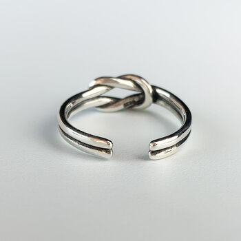 Sterling Silver Square Knot Adjustable Ring, 3 of 5