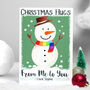 Personalised Snowman Hugs Christmas Card, thumbnail 4 of 6