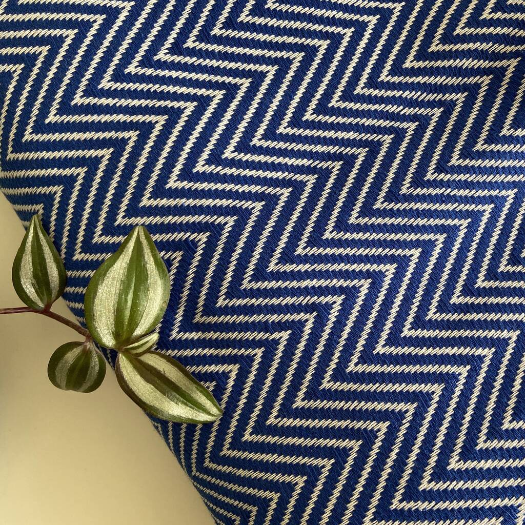 Blue Herringbone Soft Cotton Bedspread, 1 of 9