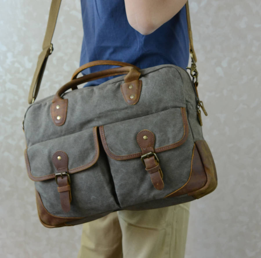 canvas laptop bag gift for him by eazo | notonthehighstreet.com