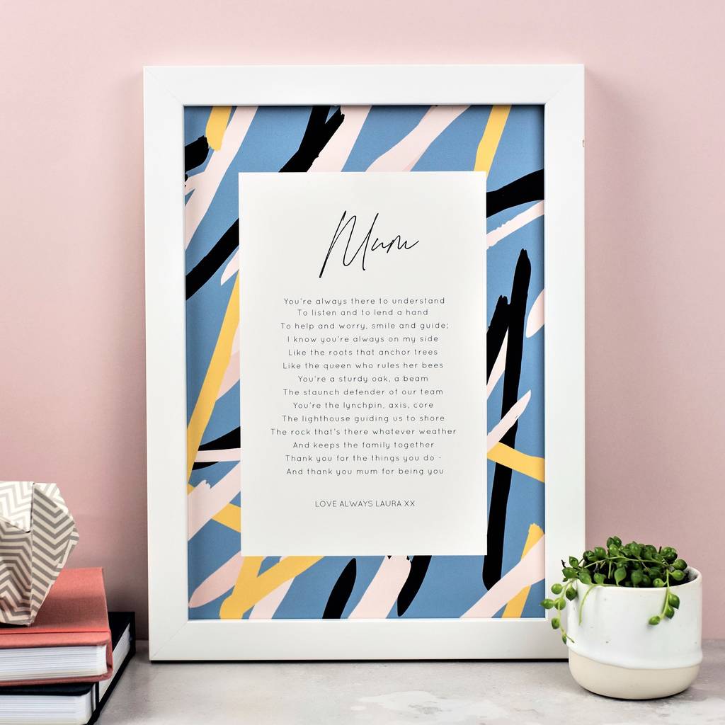 Ode To Mum Poem Print With Optional Frame By Bespoke Verse ...