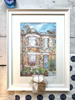 Personalised House Portrait Painting. House Portrait Illustration. Custom House Portrait With Pets. House Sketch. Original Art Not A Print, 11 of 12