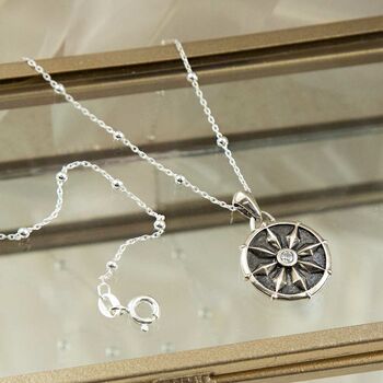 Sterling Silver Roman Wheel Necklace, 3 of 4