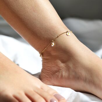 Beaded Daisy Satellite Chain Anklet In Gold Plating, 4 of 5