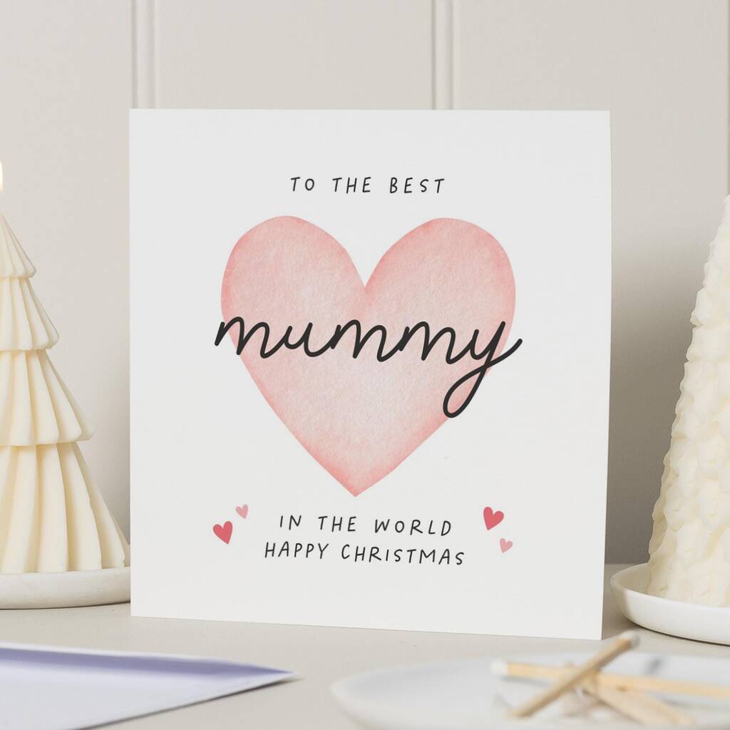Personalised Mummy Christmas Card With Pink Heart, 1 of 7