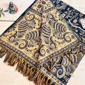 Vintage Paisley Woven Throw Blanket Or Oversized Scarf, 2 of 12
