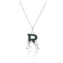 Solid Silver R Initial Necklace With Green Marble, thumbnail 1 of 6