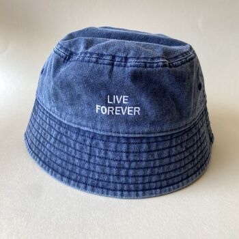 Personalised Slogan Vintage Denim Bucket Hat, 4 of 5