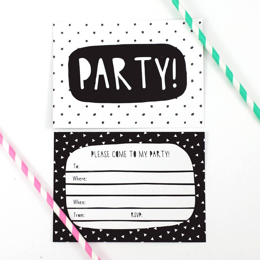 Birthday Invites: 10 Design White Party Invitations Card ...