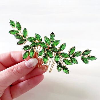 Vibrant Green Crystal Hair Comb, 4 of 4