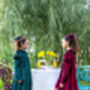 Chiara Girls Velvet Dress With Matching Hair Clip, thumbnail 3 of 4
