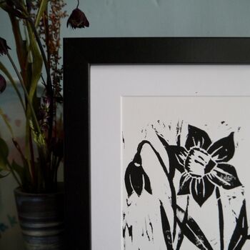 Personalised You And Me Birth Flowers Linocut Print, 8 of 8