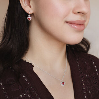 Sterling Silver Or Gold And Red Sacred Heart Earrings, 6 of 7