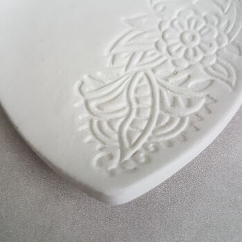 Henna Pattern Heart Shaped Clay Trinket Dish, 3 of 4