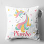 Personalised Pastel Unicorn Name Cushion In Soft Chenille, thumbnail 3 of 7