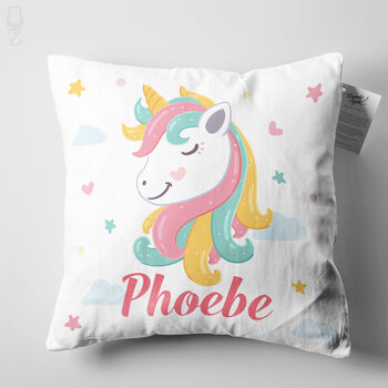 Personalised Pastel Unicorn Name Cushion In Soft Chenille, 3 of 7