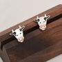 Sterling Silver Dairy Cow Stud Earrings, thumbnail 1 of 11