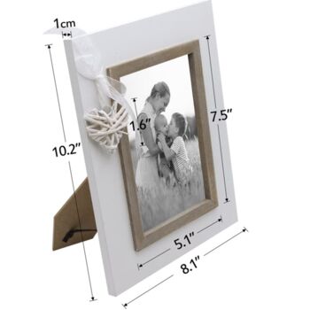 White Wooden Photo Frame With White Love Heart, 2 of 3