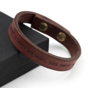 Personalised Men's Brown Leather Bracelet, 2 of 5