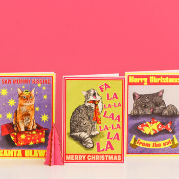 Kissing Santa Claws Cat Christmas Card, 4 of 4
