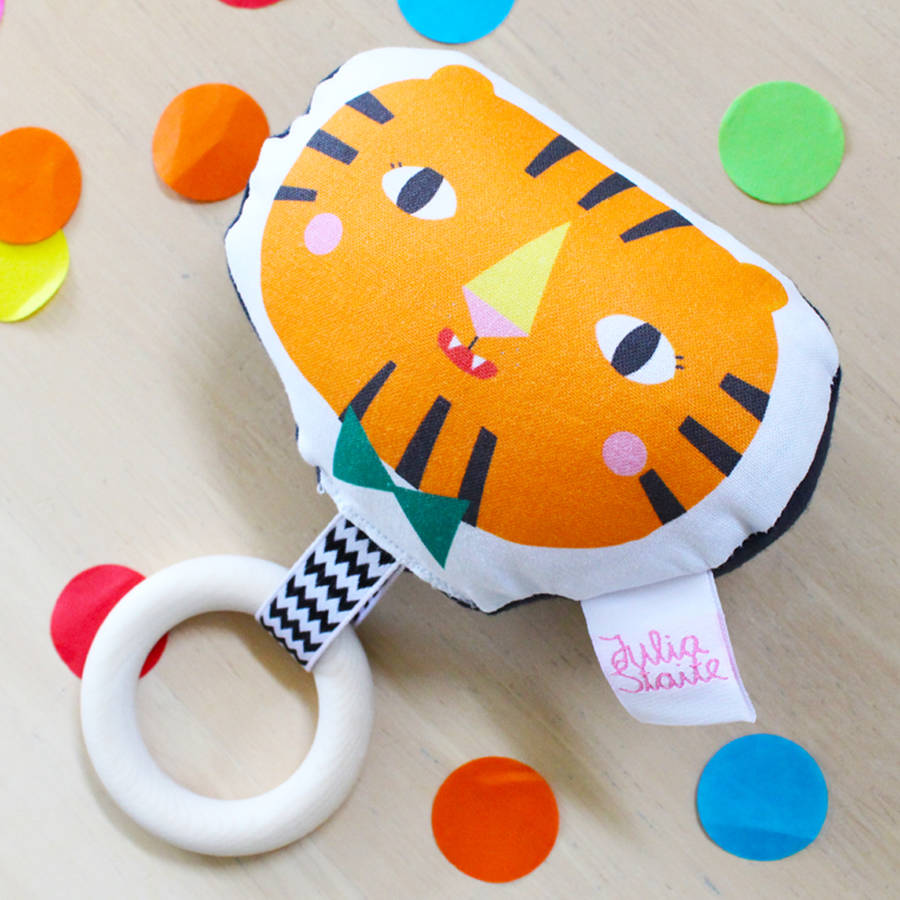 Tiger Rattle Teether  By Julia Staite notonthehighstreet com