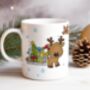Personalised Whimsical Reindeer Sleigh Christmas Gift Mug, thumbnail 1 of 2