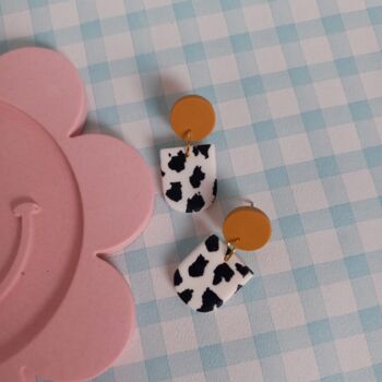 Small Cow Print Arch Dangle Earrings, 3 of 4