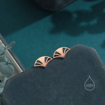 Art Deco Fan Stud Earrings In Sterling Silver, 7 of 12