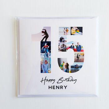 Personalised 15th Birthday Photo Collage Card, 6 of 8