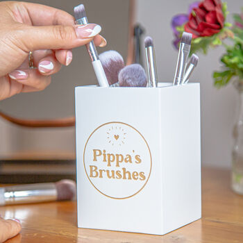 Personalised Make Up Brush Wooden Pot, 3 of 4