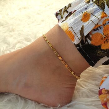 gold chain anklet with initial