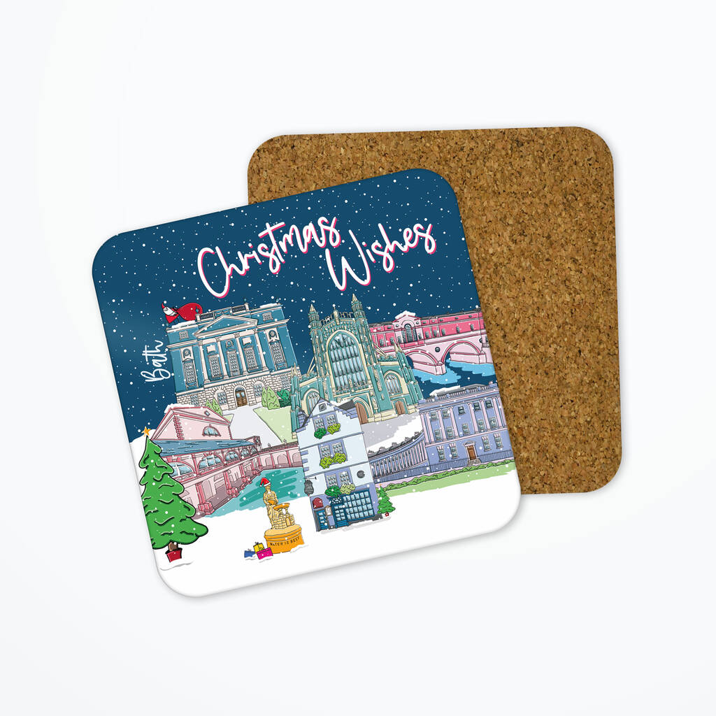 Bath Christmas Skyline Coaster, Xmas Gift