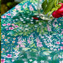 Cottage Garden Teal Water Resistant Outdoor Tablecloth, thumbnail 4 of 6