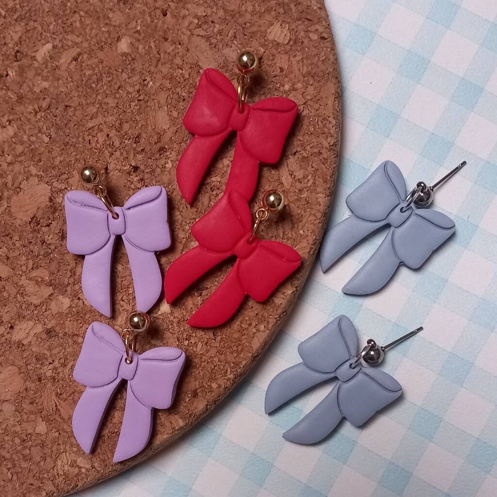 Polymer Clay Bow Earrings, 1 of 3