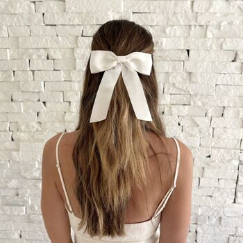 Ivory Silk Bridal Bow Hair Clip, 2 of 3