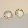 Gold And White Marble Circle Clip On Earrings, thumbnail 1 of 3