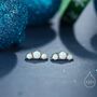 Sterling Silver Tiny Opal Trio Stud Earrings, thumbnail 1 of 12