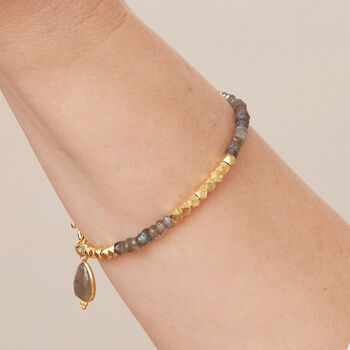 Labradorite And Gold Plated Silver Beaded Bracelet, 4 of 12