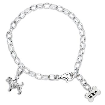Silver Adjustable Charm Bracelet With Personalised Tag, 3 of 10