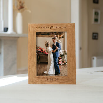 Personalised Oak Wedding Photo Frame, 3 of 9