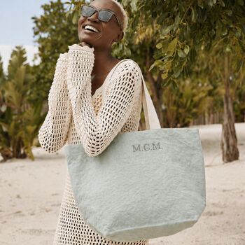 Personalised Soft Washed Jute Beach Bag, 6 of 6