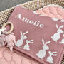 Personalised Knitted Mummy And Baby Bunny Blanket, thumbnail 1 of 11