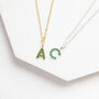 May Birthstone Emerald Initial Necklace, thumbnail 2 of 9