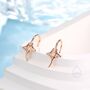 Sterling Silver Manta Ray Fish Drop Hook Earrings With Cz, thumbnail 7 of 11