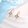 Sterling Silver Manta Ray Fish Drop Hook Earrings With Blue Cz, thumbnail 6 of 12