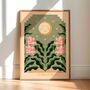 Lunefleur Green, Bohemian Moon Floral Print Poster, thumbnail 1 of 4